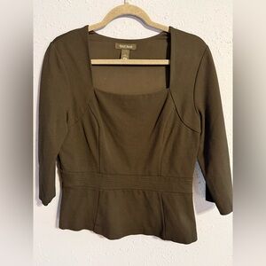 White Black Square Neck Peplum Top